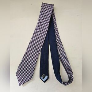 Tommy Hilfiger Men's Tie Burgundy And Blue Plaid Tie 100% SILK